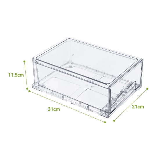 14pcs Stackable BPA-Free Refrigerator Storage Bins Pull Out Storage Drawer with Lids Drain Trays Kitchen Organization Transparent Food Storage Bins Set